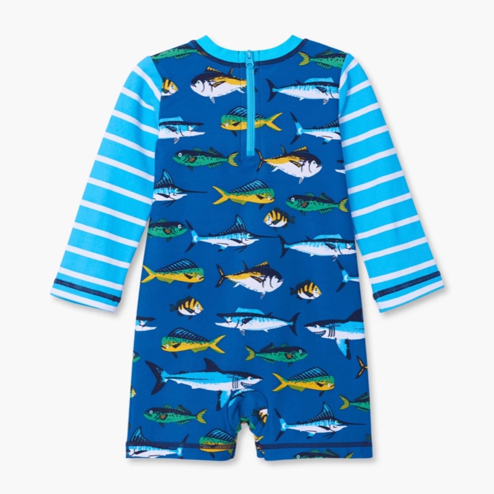 Hatley Game Fish Baby One Piece Rashguard 12-18 months - Picture 2 of 2
